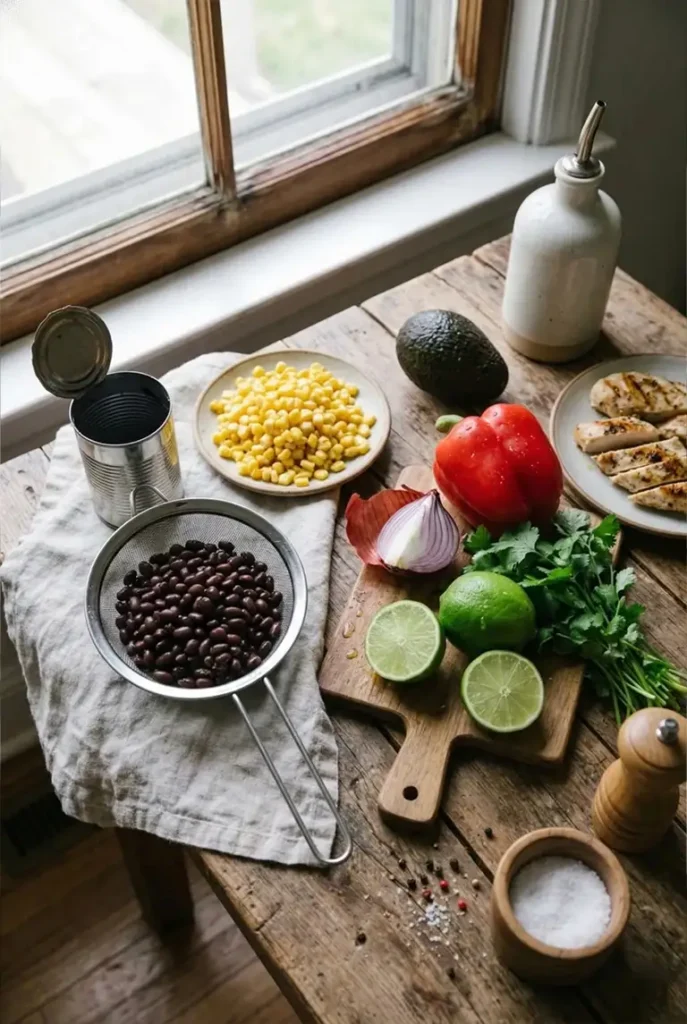 Ingredients for Black Bean andย Corn Salad