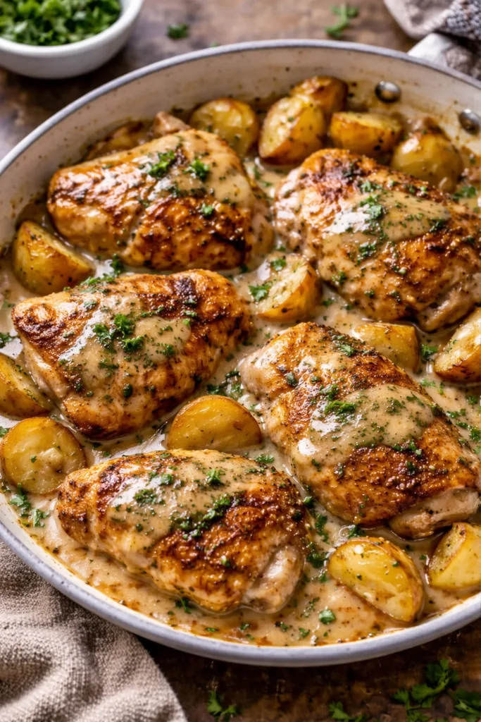 Chicken and Potatoes with Pan Gravy