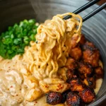 Chicken Ramen with Creamy Garlic Sauce