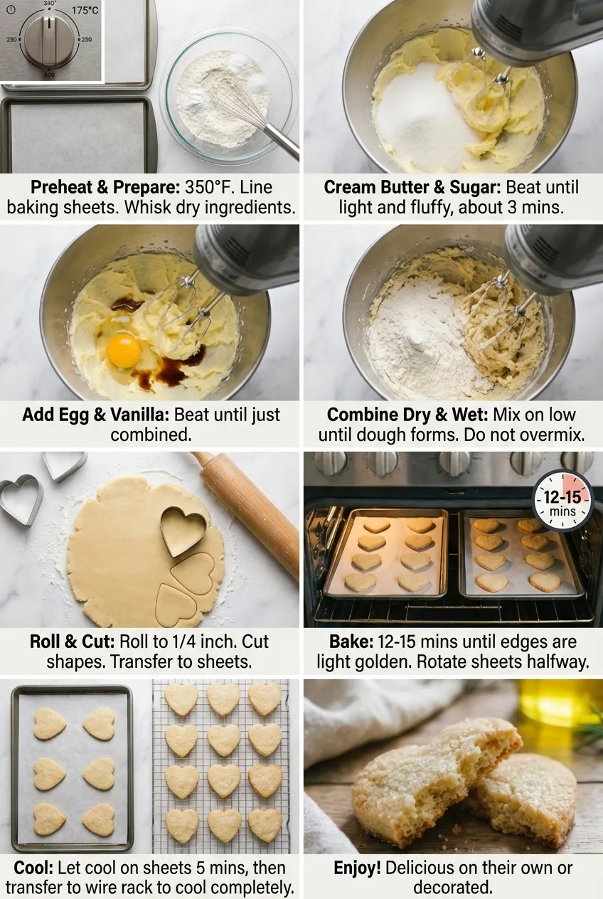 Heart-Shaped Sugar Cookies Step-By-Step Instructions