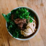 white noodle dish in white ceramic bowl