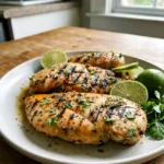 Key West grilled chicken served on a plate with light grill marks and a juicy finish