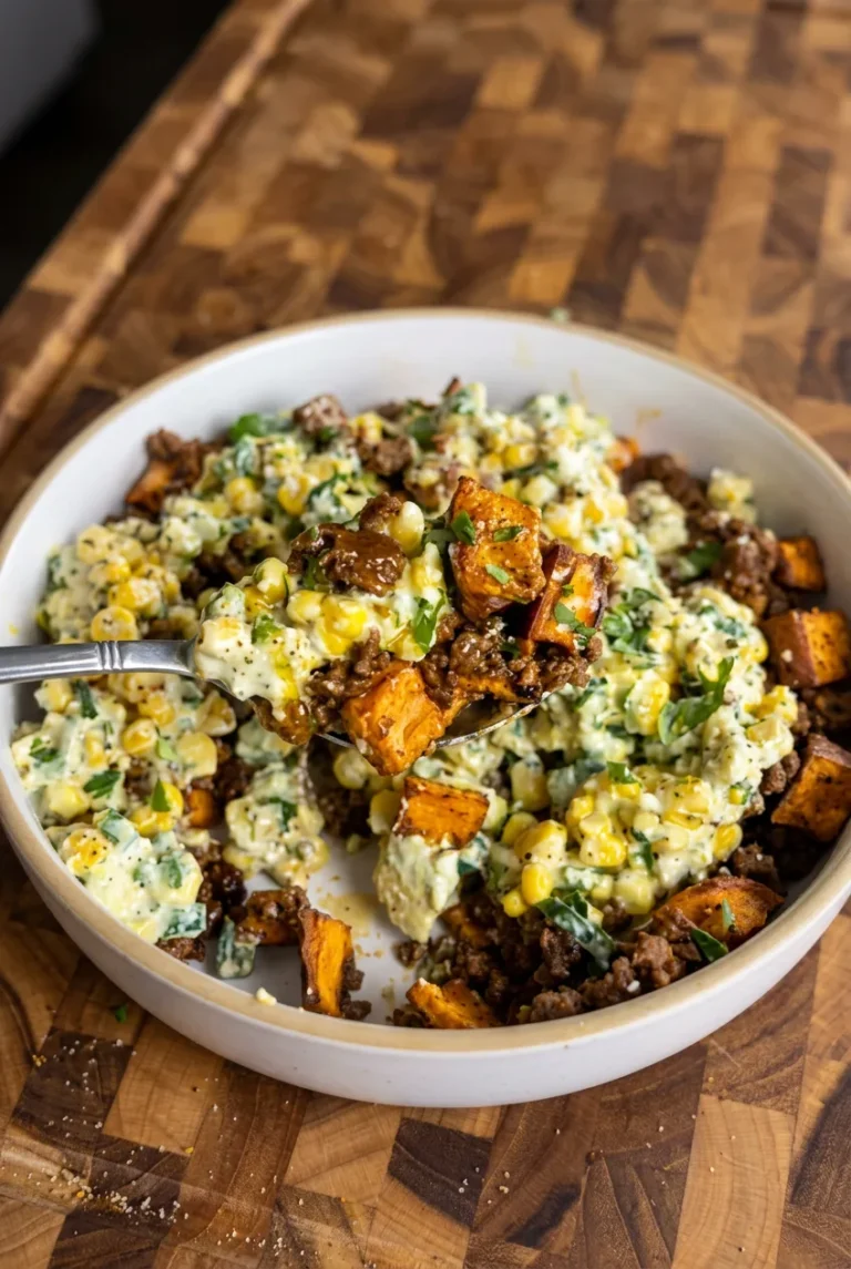 Mexican Street Corn Sweet Potato Bowl with Beef