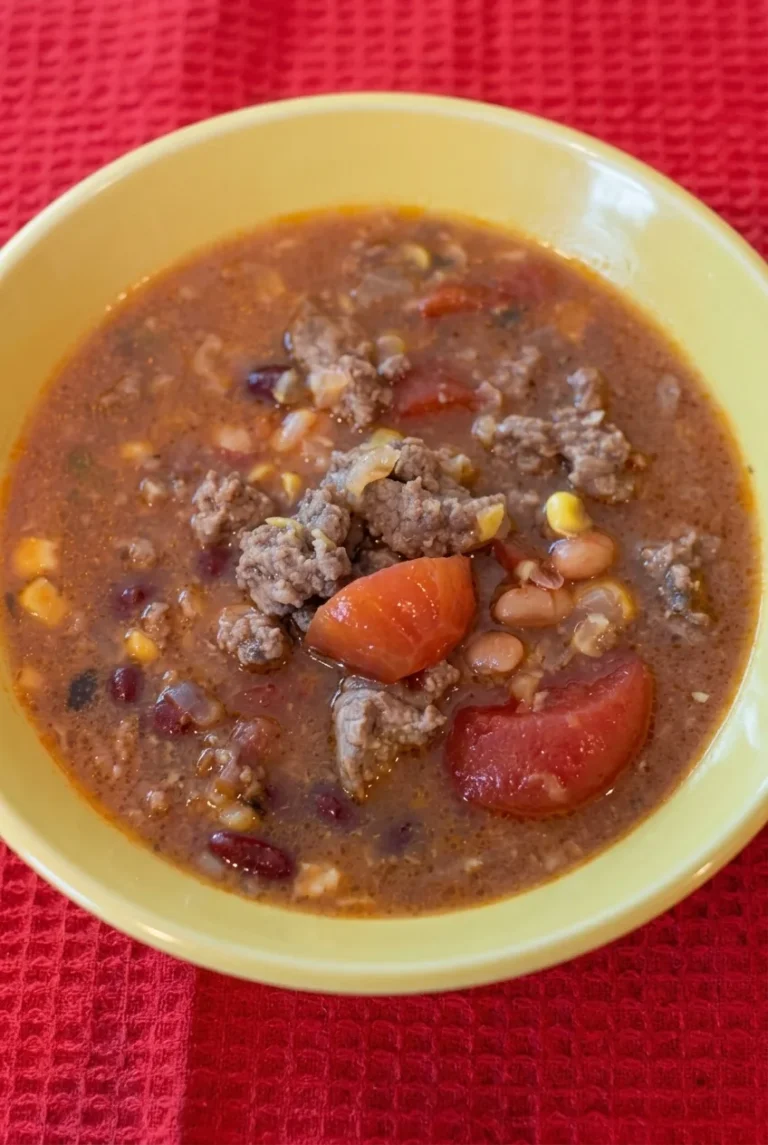 Texas-Style Beef Chili with Beans, Corn and Tomatoes