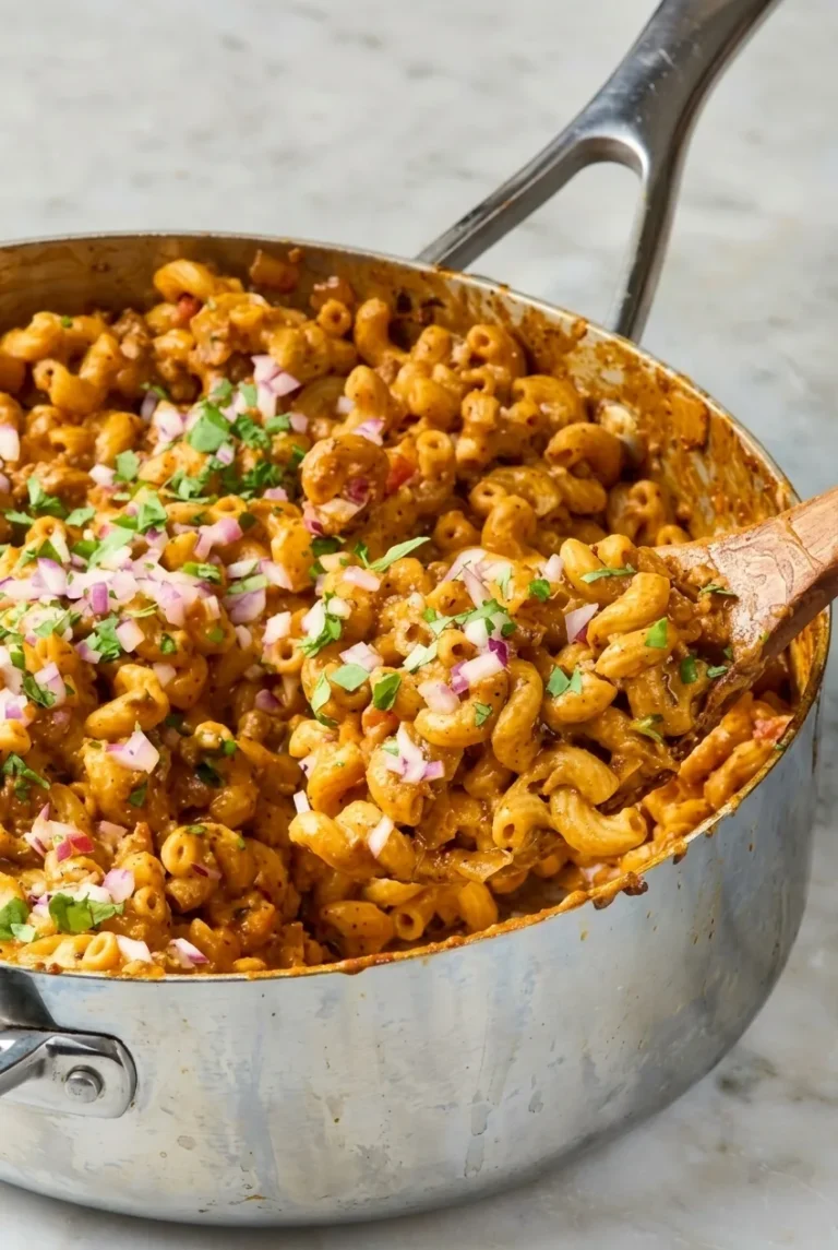 Creamy One-Pot Taco Mac and Cheese with Ground Beef