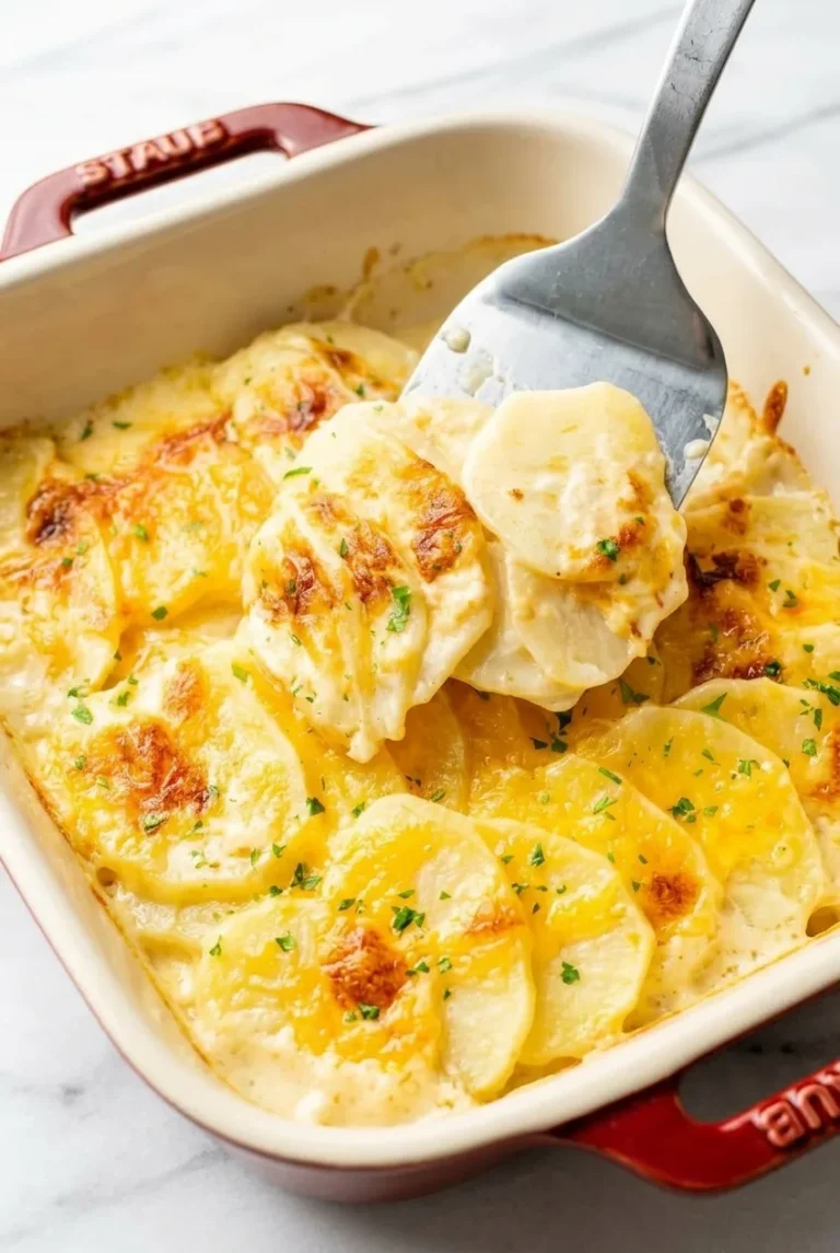 Cheesy Scalloped Potatoes with Creamy Cheddar Sauce