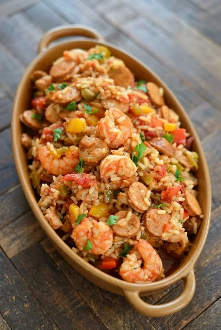 Slow Cooker Chicken Jambalaya with Sausage and Shrimp