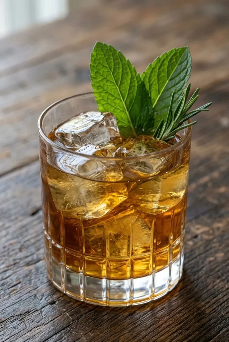 Maple Bourbon Smash with Fresh Lemon and Herbs