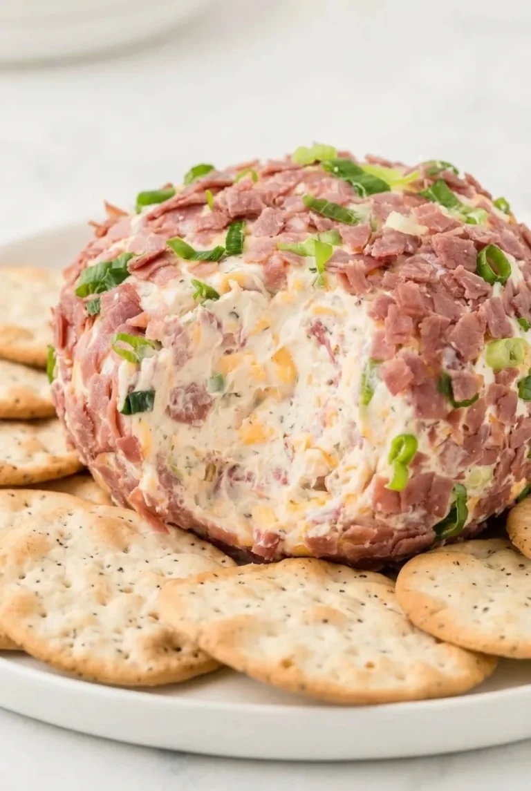 Chipped Beef Cheese Ball with Cheddar and Green Onion