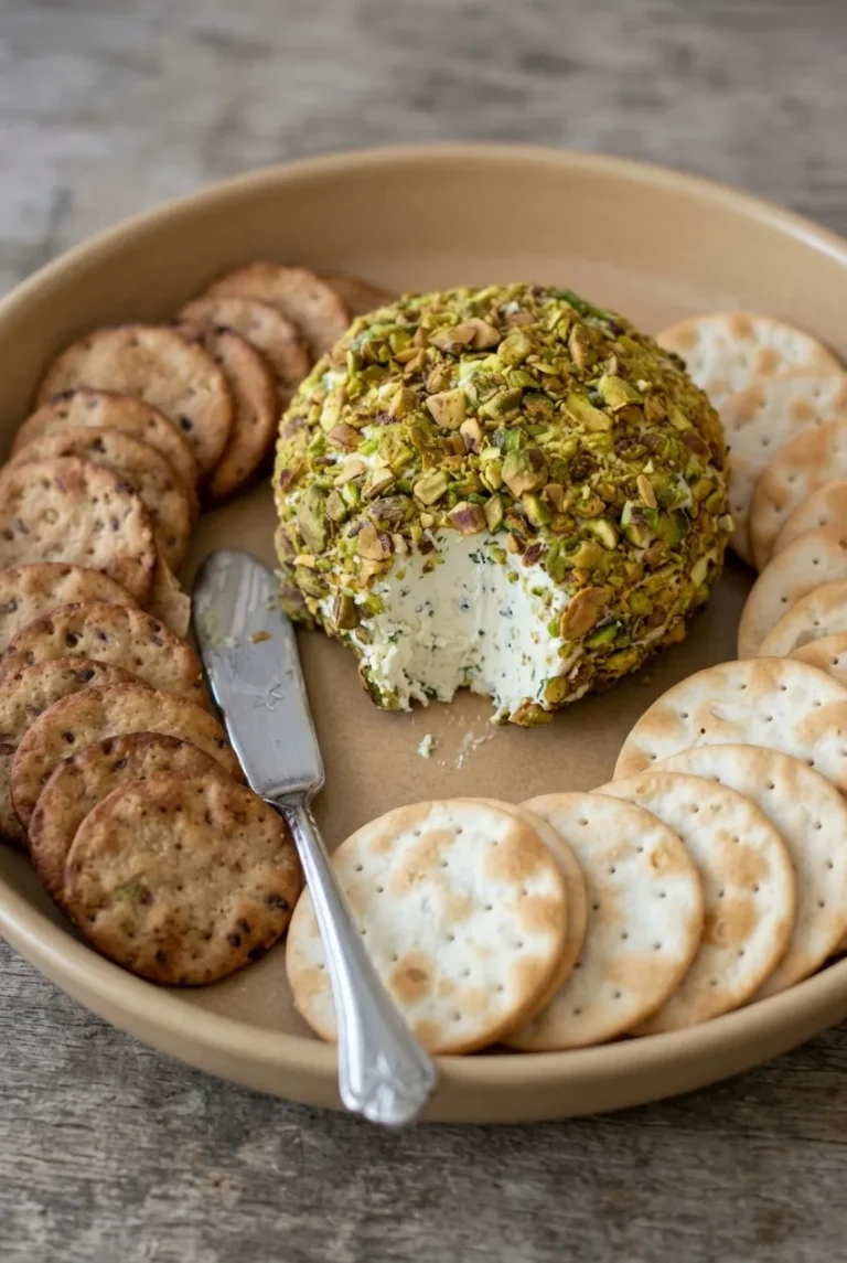 Herb Goat Cheese Ball with Pistachios and Crackers