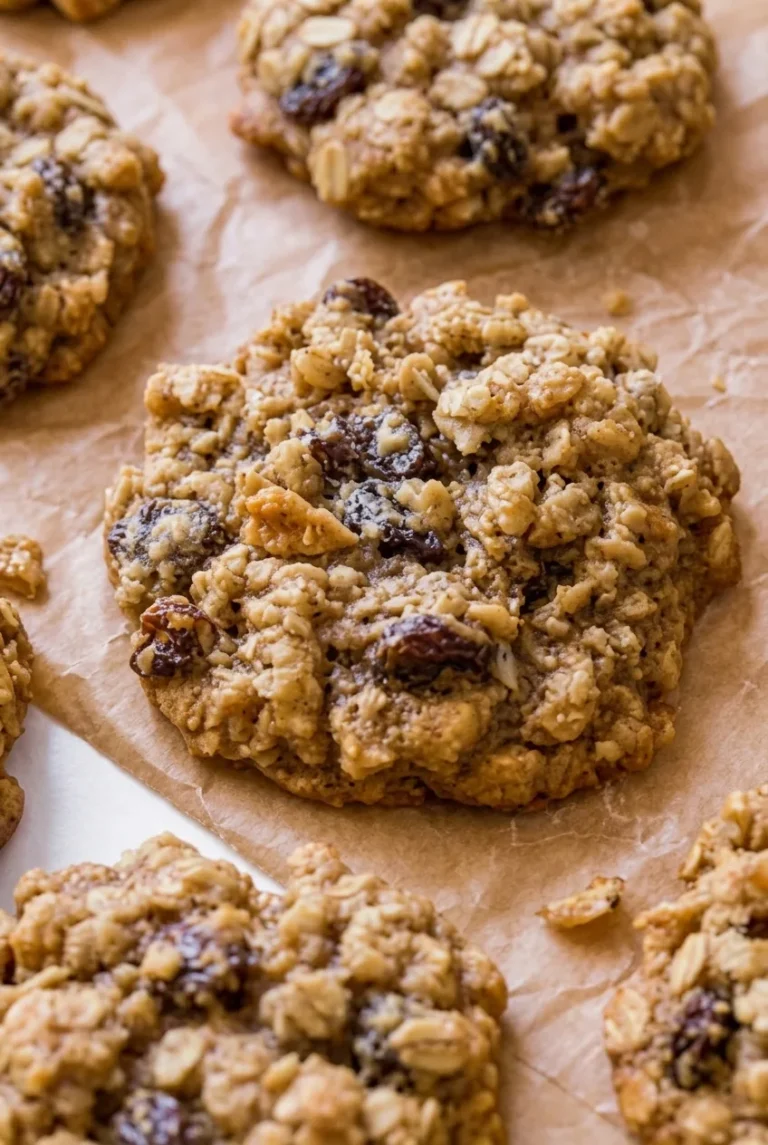 Soft and Chewy Oatmeal Raisin Cookies with Golden Edges