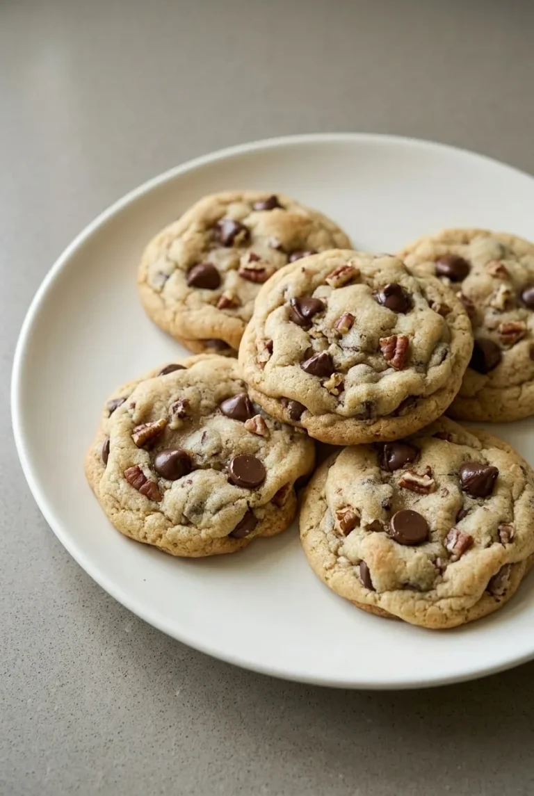 Pecan Chocolate Chip Cookies with Soft Centers
