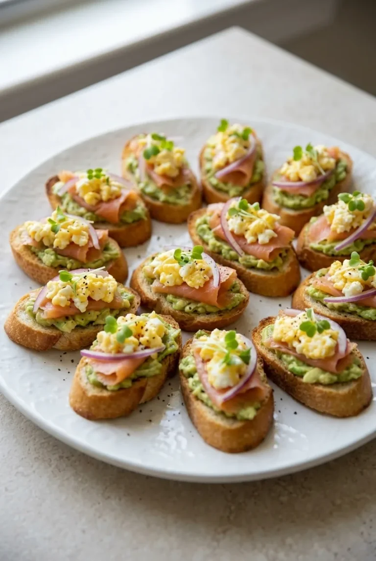Avocado Egg Toast Bites with Smoked Salmon