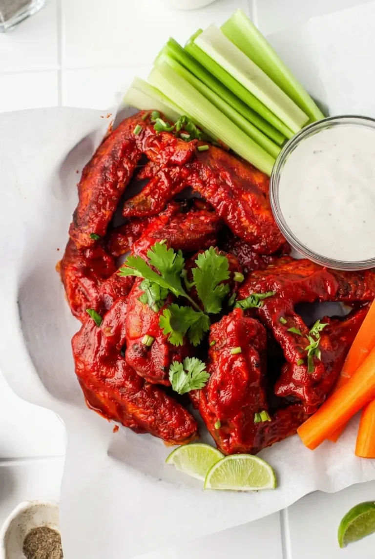 Oven-Baked Hot Honey Chicken Wings with Red Glaze