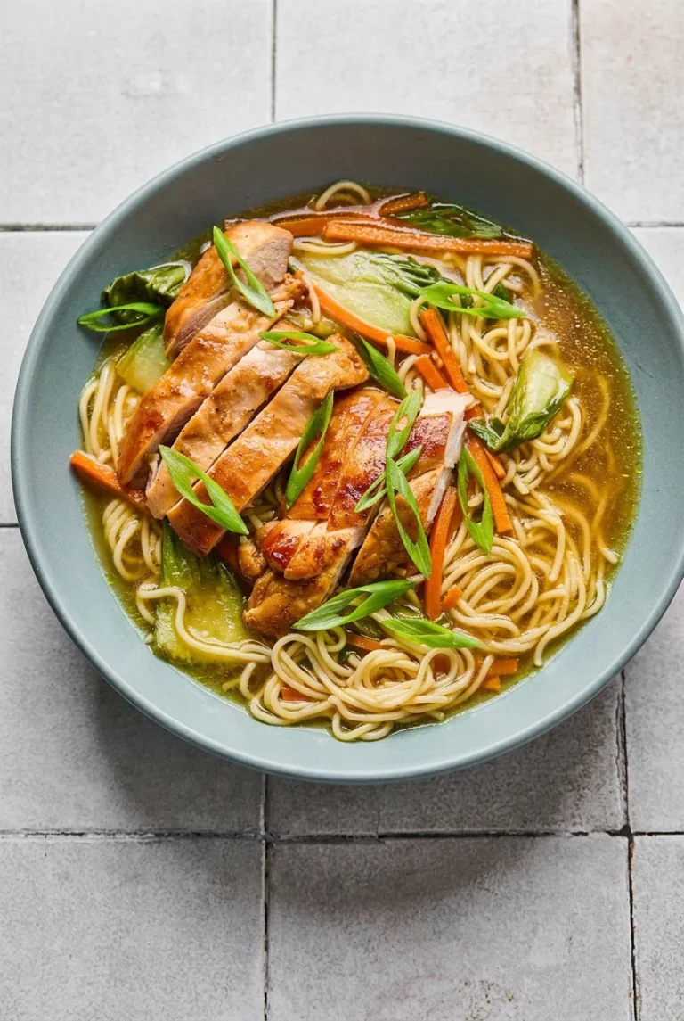 Teriyaki Chicken Ramen with Bok Choy and Carrots