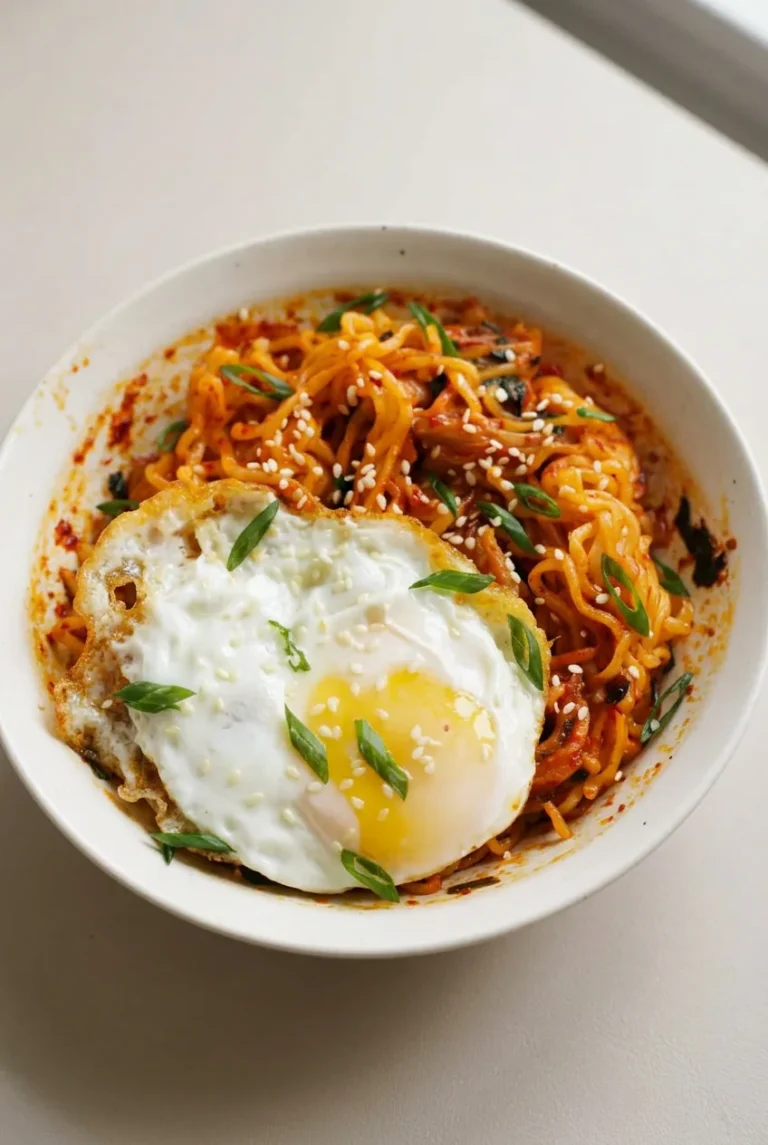 Chili Oil Ramen Noodles with a Sunny-Side-Up Egg