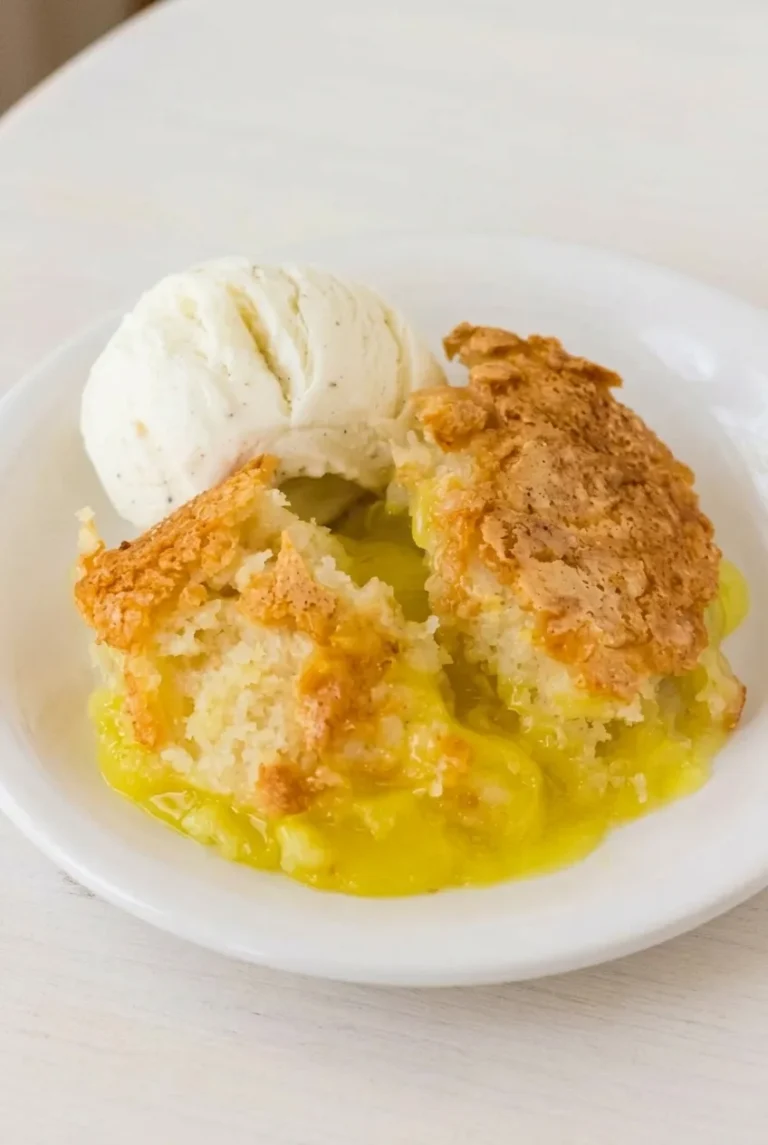 Easy Lemon Cobbler with a Golden Cake Topping