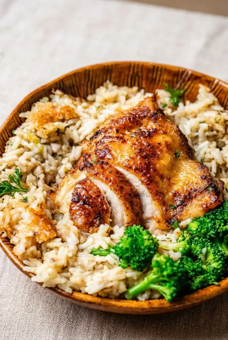Classic Chicken and Rice Casserole with Browned Thighs