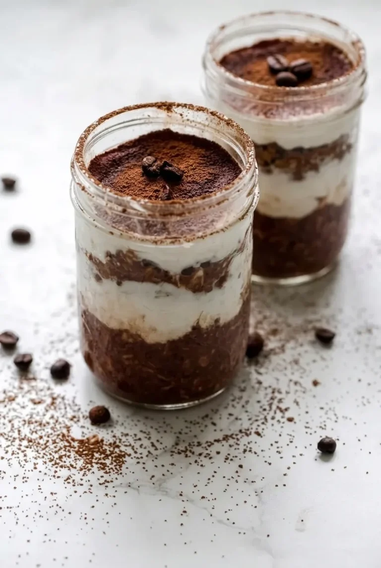 Tiramisu Overnight Oats with Coffee and Yogurt