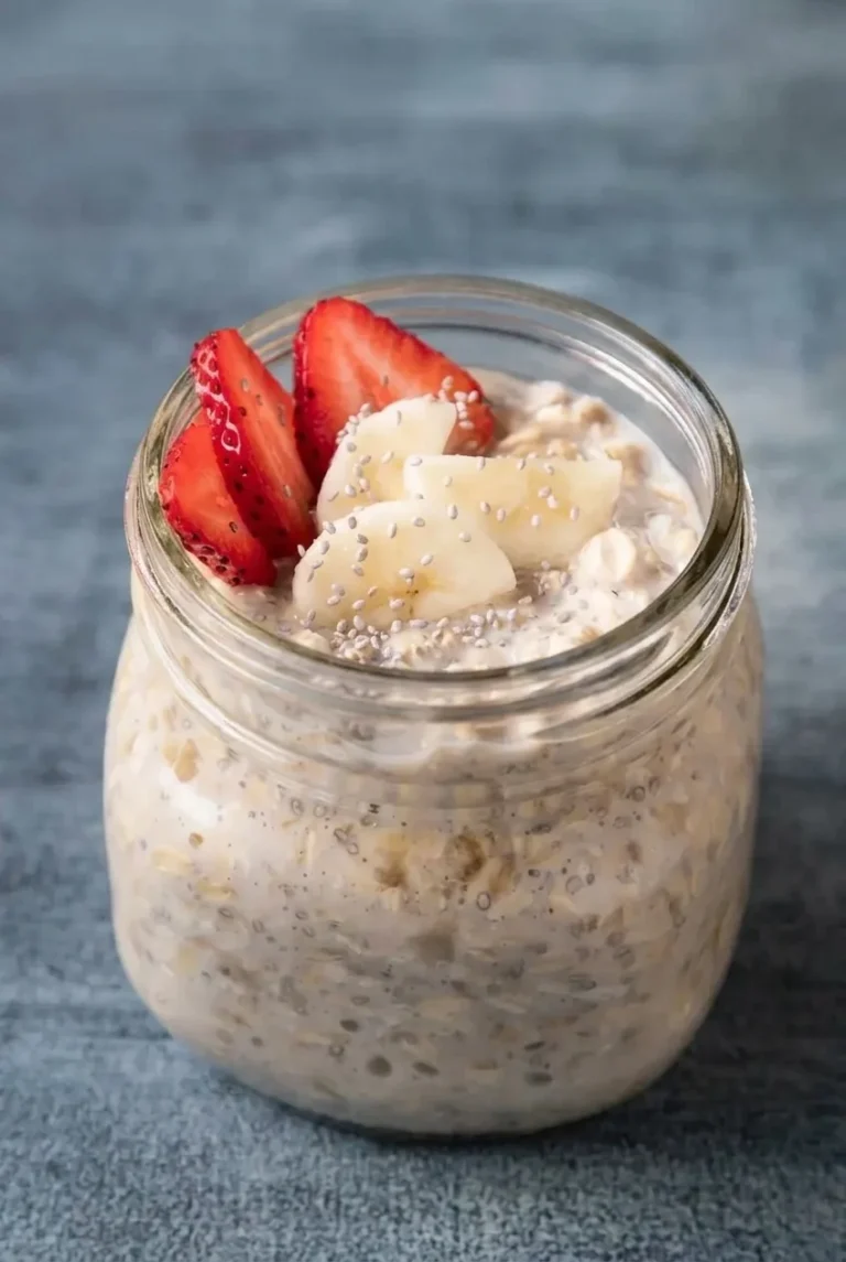 Chia Overnight Oats with Strawberries and Banana