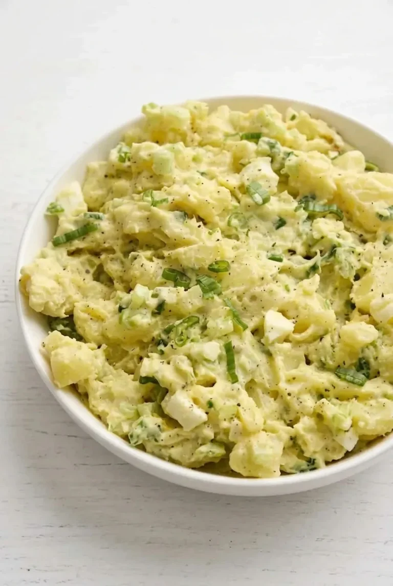 Classic Creamy Potato Salad with Egg and Green Onion