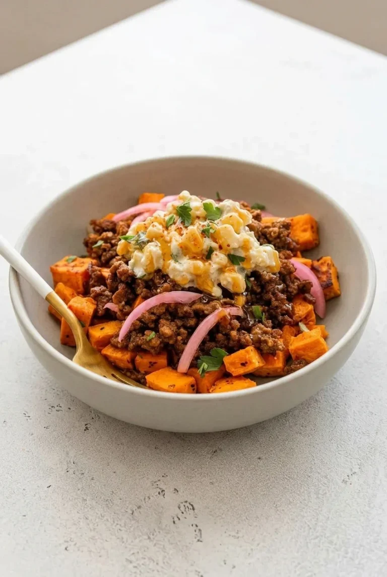 Mexican Street Corn Sweet Potato Bowls with Beef