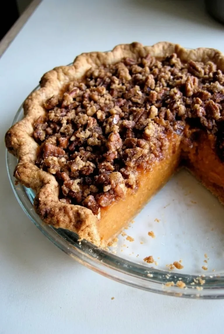 Pecan Crunch Sweet Potato Pie with Crumb Topping