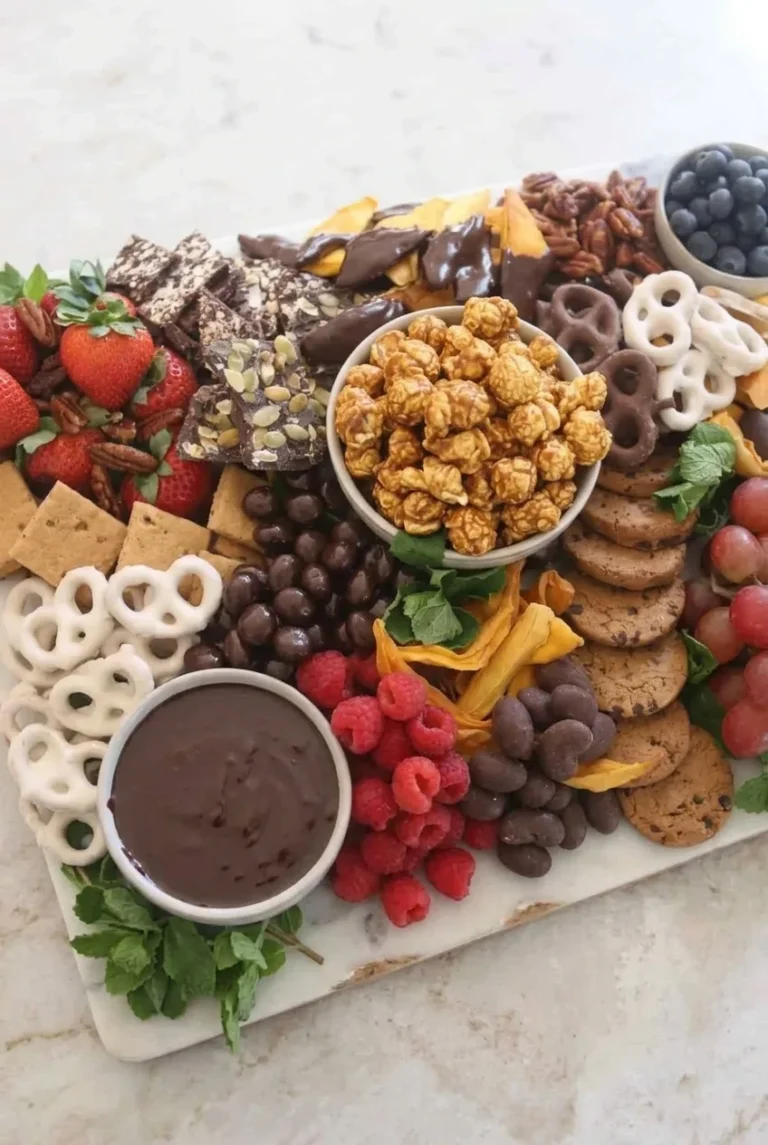 Dessert Charcuterie Board with Fruit and Chocolate