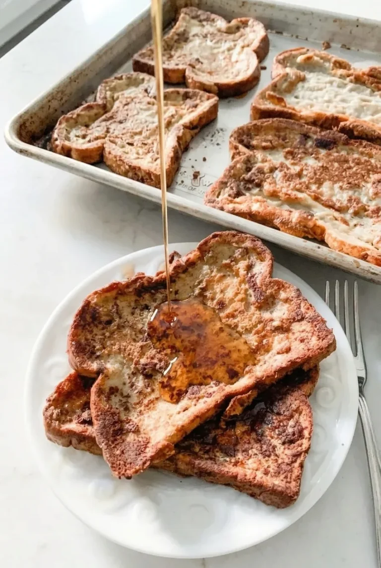 Sheet Pan French Toast with Cinnamon and Maple Syrup