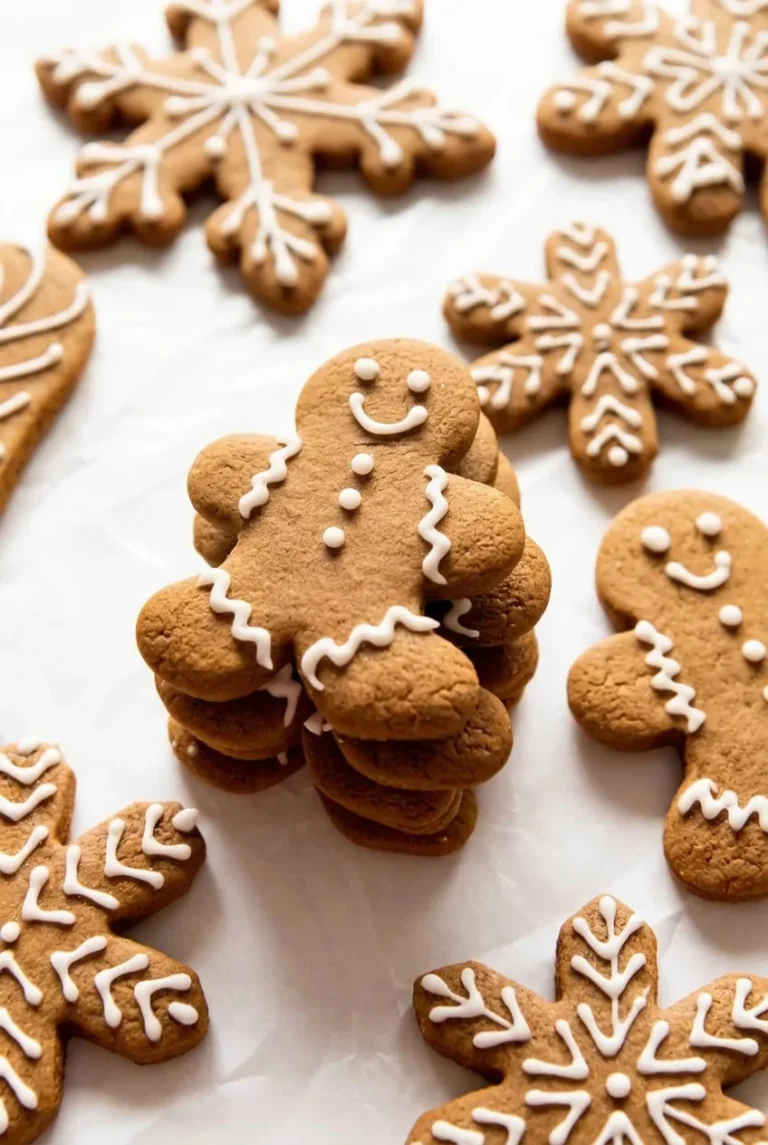 Soft and Chewy Gingerbread Cookies with White Icing
