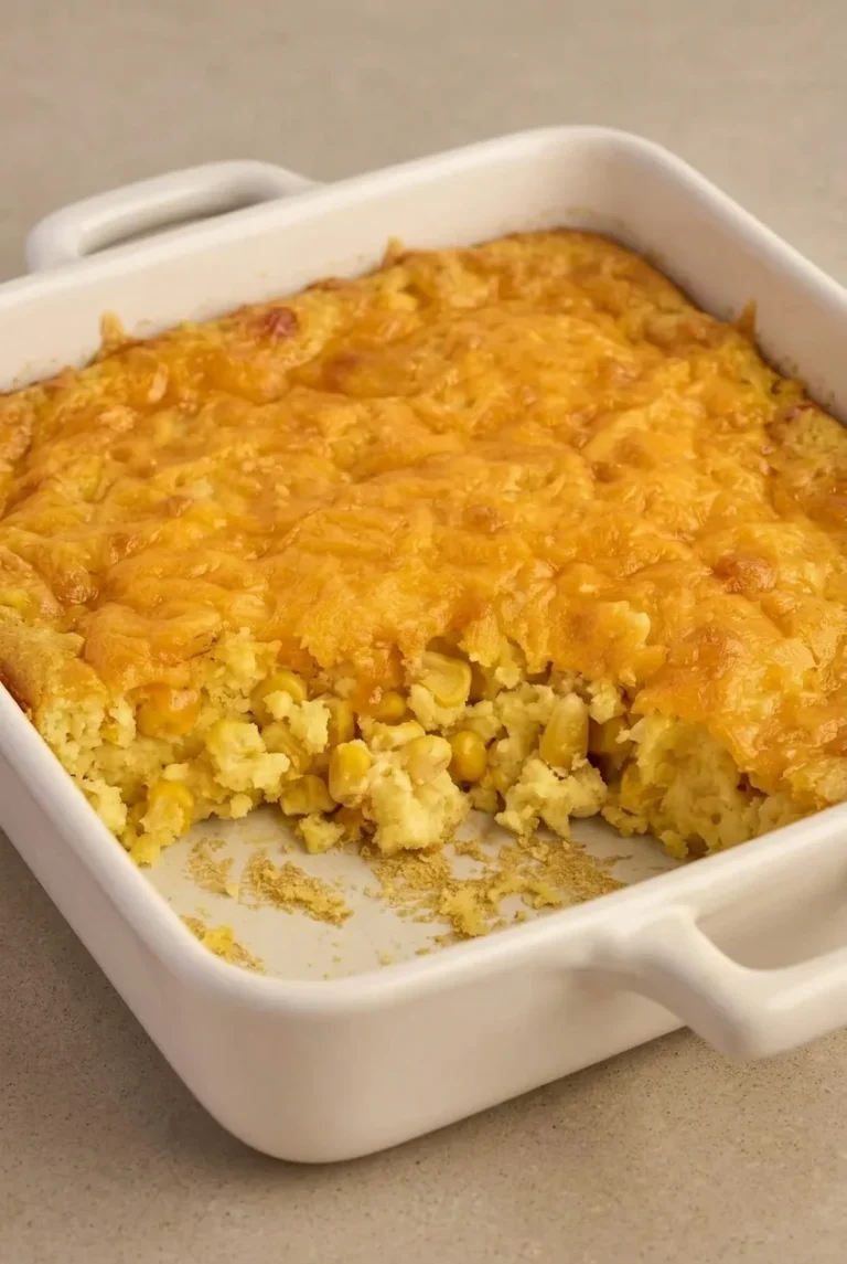 Easy Jiffy Corn Casserole with a Golden Cheddar Top