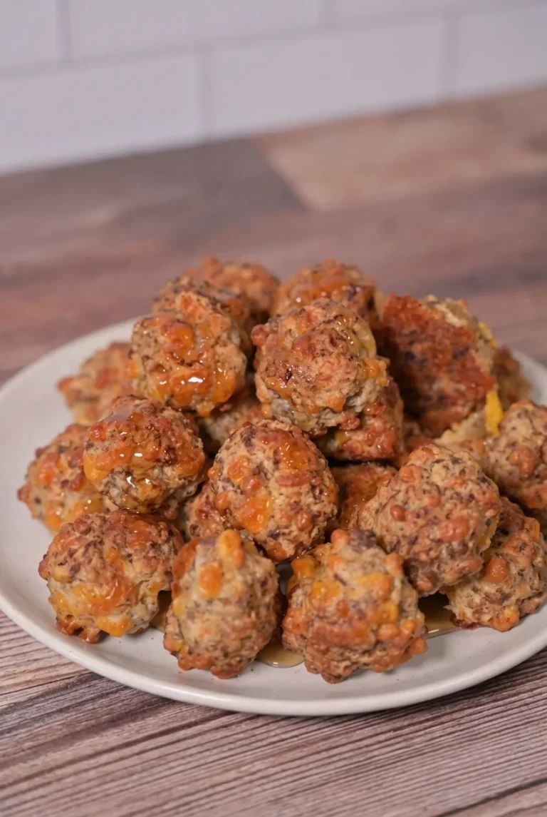 Maple Breakfast Sausage Balls with Sharp Cheddar