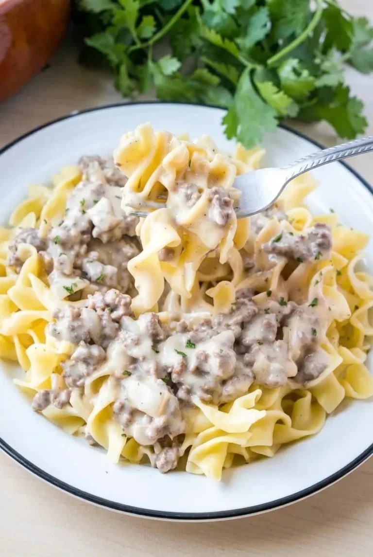 Ground Beef Stroganoff Pasta with Egg Noodles