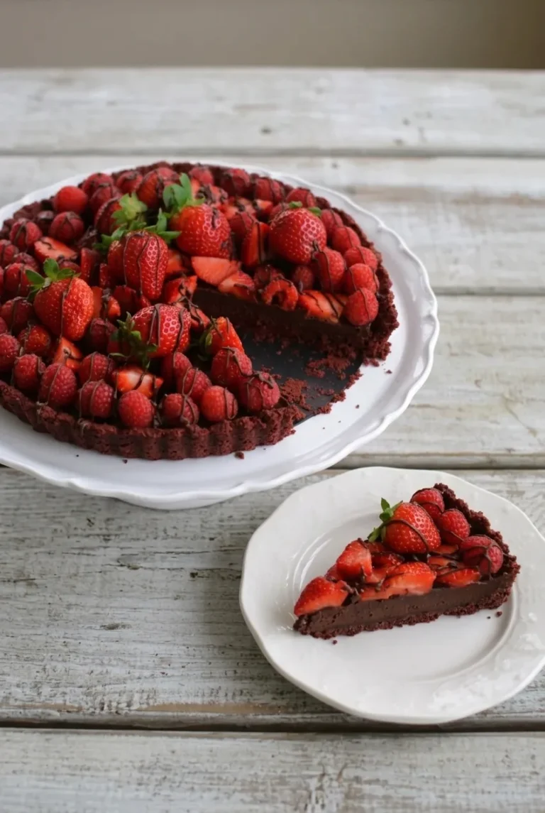 No-Bake Chocolate Tart with Strawberries and Raspberries