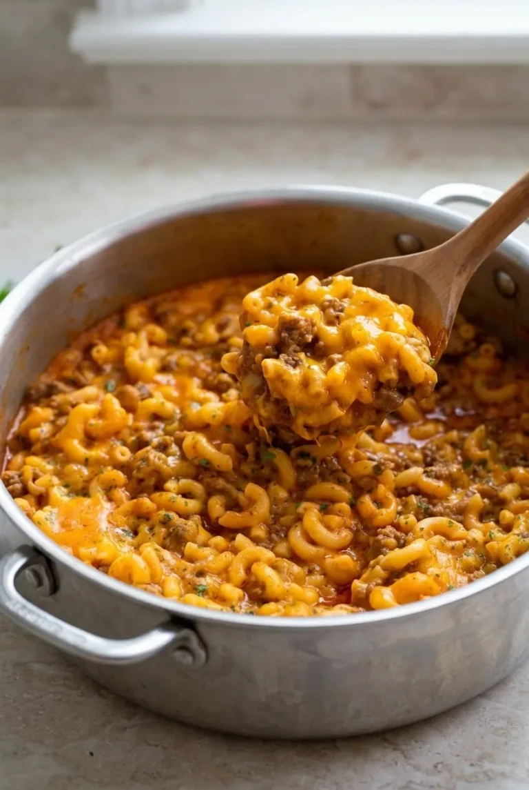 Homemade Beefaroni with Cheddar (Stovetop)