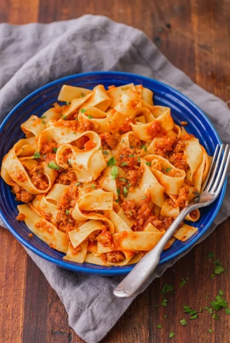 Ground Beef Bolognese Sauce with Pappardelle