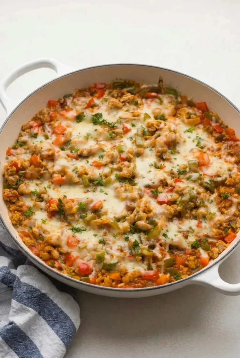 Stuffed Pepper Casserole with Rice and Mozzarella