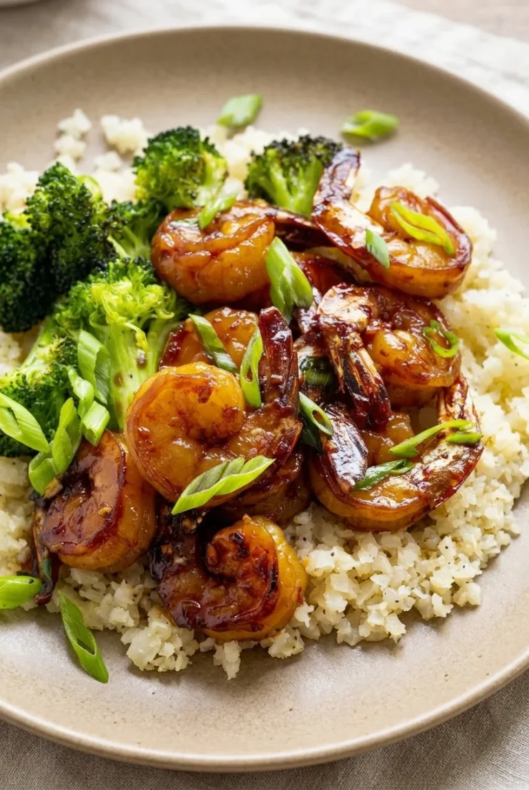 High-Protein Honey Garlic Shrimp with Cauliflower Rice