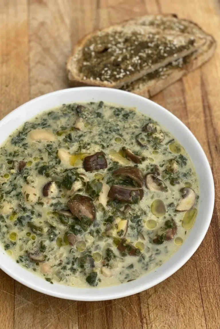 High-Protein White Bean Soup with Mushrooms